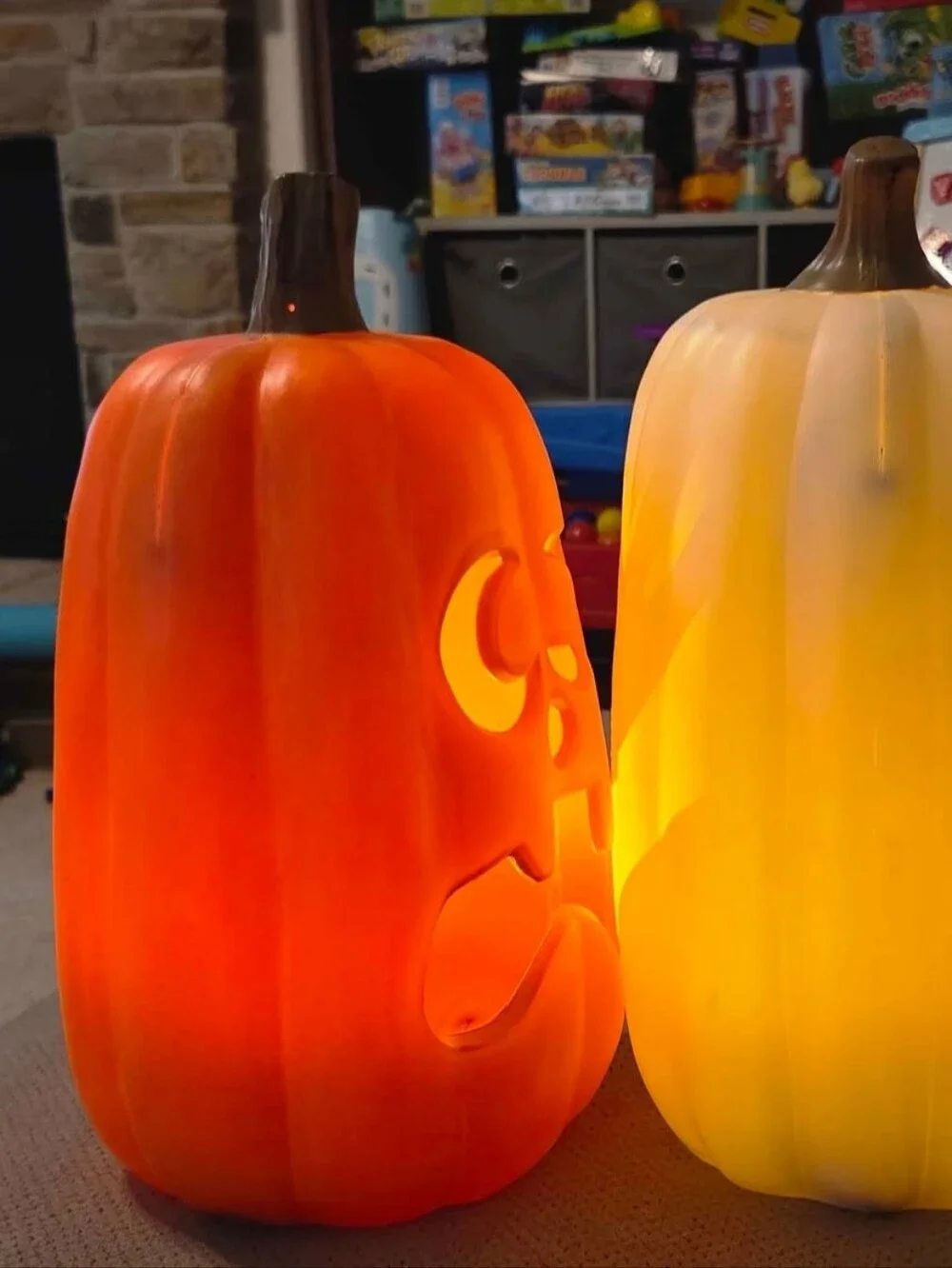 Orange Light up Pumpkin with Timer. Decorative Prop - Halloween Fall Decor.